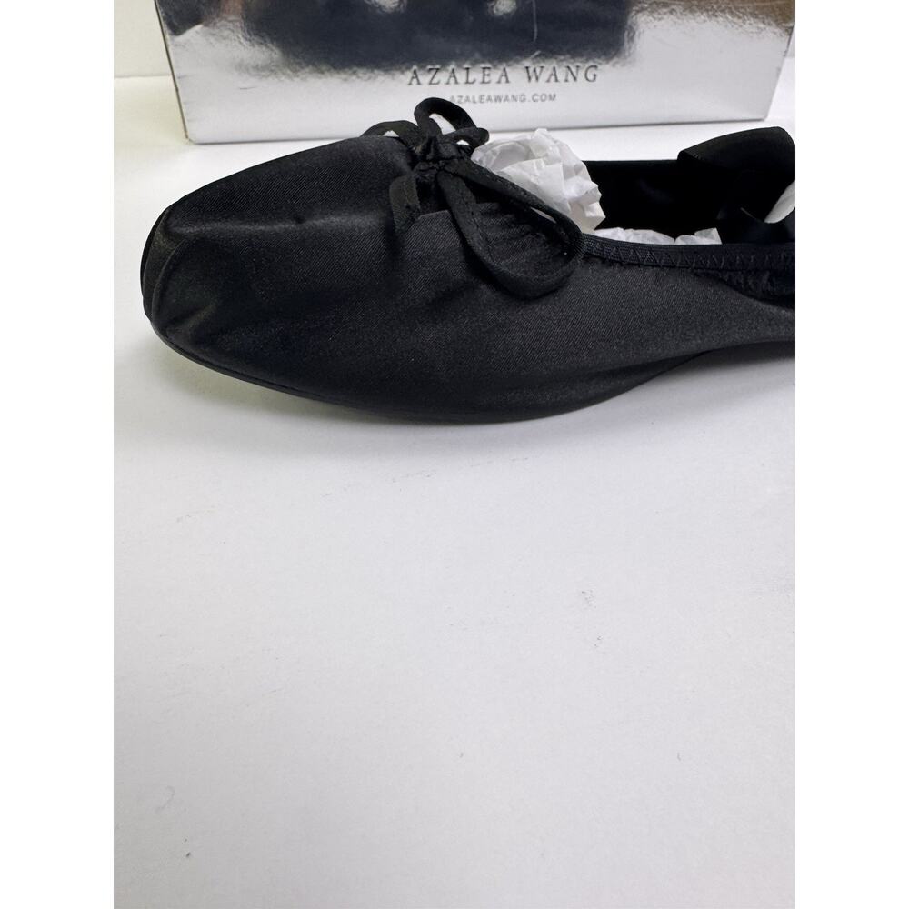 Azalea Wang Black Satin Ballet Flats Ballerina Slippers Bow Women’s Size 10 NIB - Picture 4 of 9